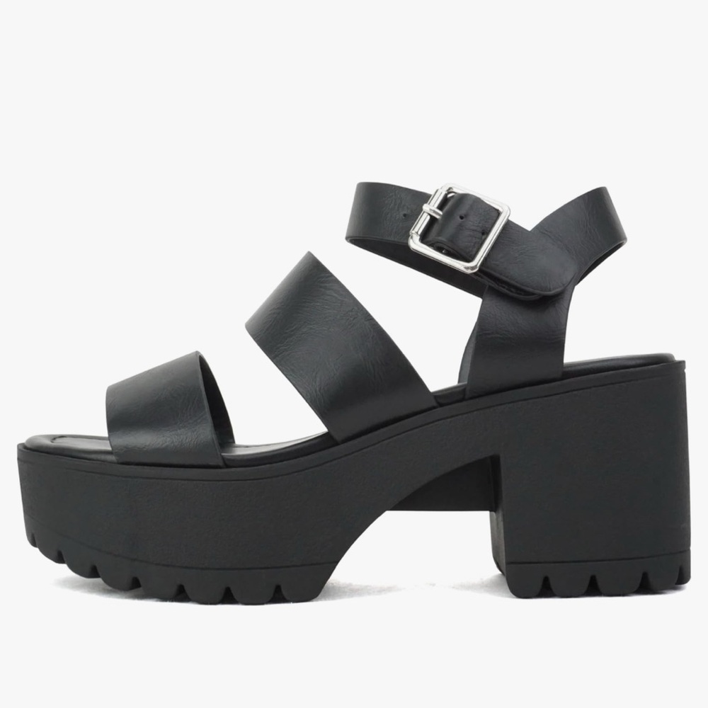 Black Chunky Heel Soda Sandals
